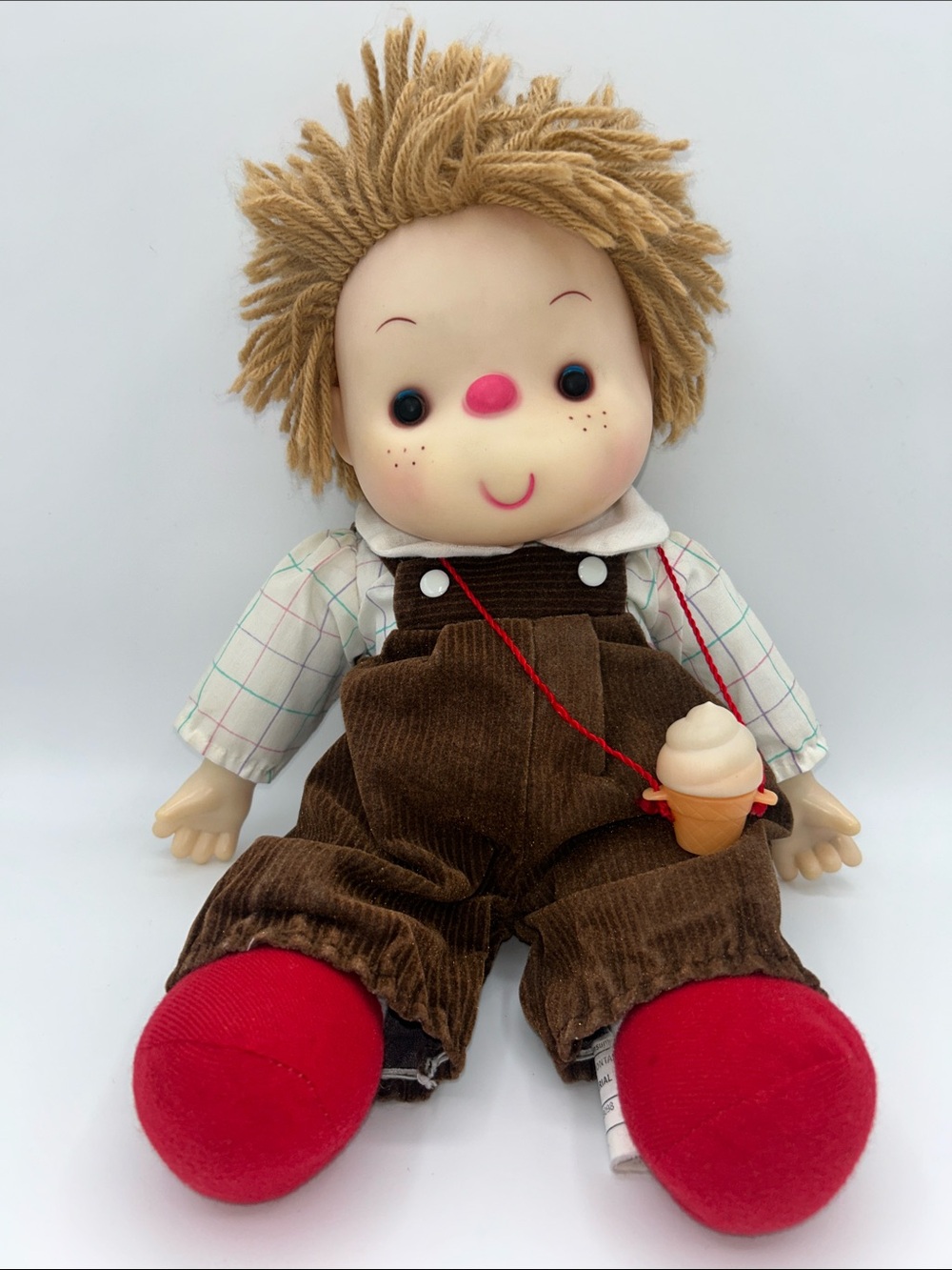 Rare Vintage 1980s Ice Cream Kid 15” Boy Doll w/ Original Ice Cream Cone